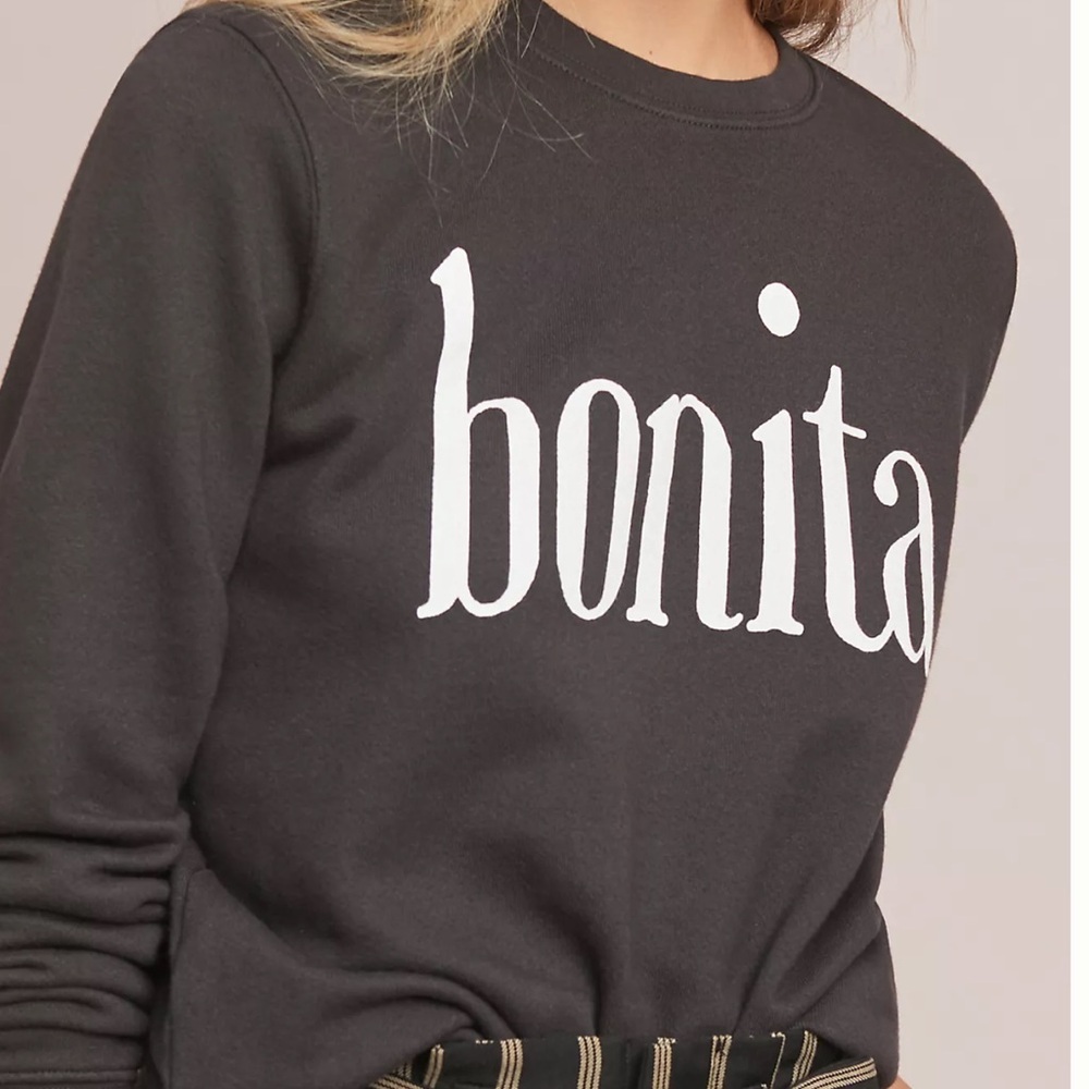 SOL ANGELES ANTHROPOLOGIEVintyge  Black Bonita Sweatshirt. Size L - Picture 3 of 11